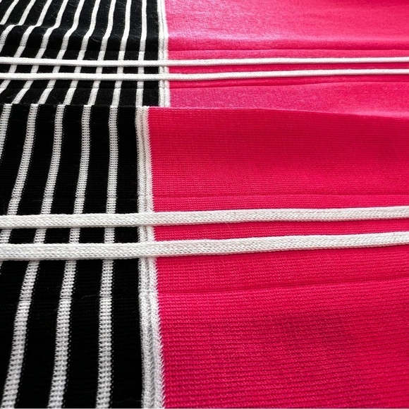 Ming Wang Long Cardigan In Coral, Black and White size 1X - Picture 8 of 9